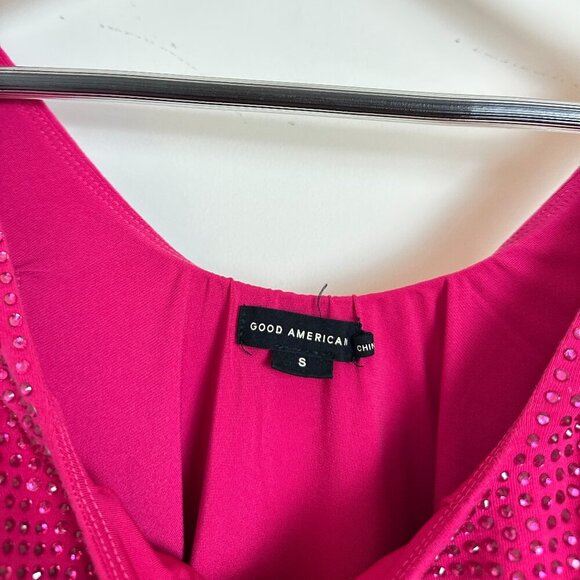 GOOD AMERICAN Crystal Modern Tank Bodysuit In Love Potion007 Size Small - Picture 5 of 8